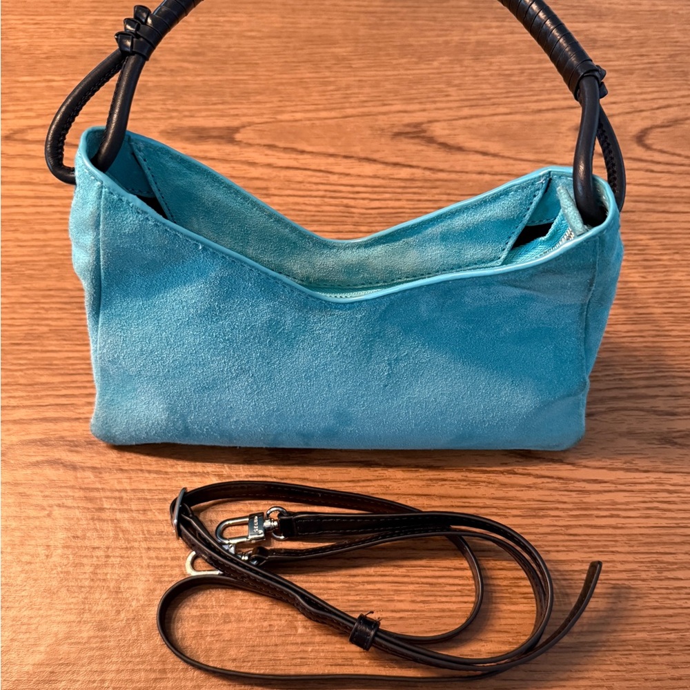 STAUD Blue Mini Suede Bag - Picture 2 of 8